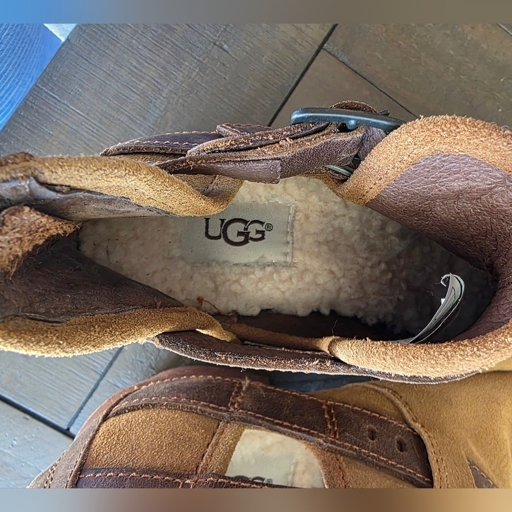 UGG Tan Suede Patsy Chestnut Buckle Ankle Booties- Womens SZ 6 - Picture 10 of 11